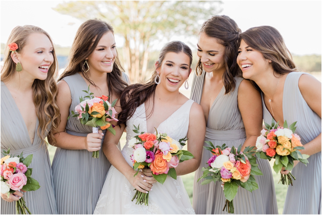bright and colorful bridal party bouquets