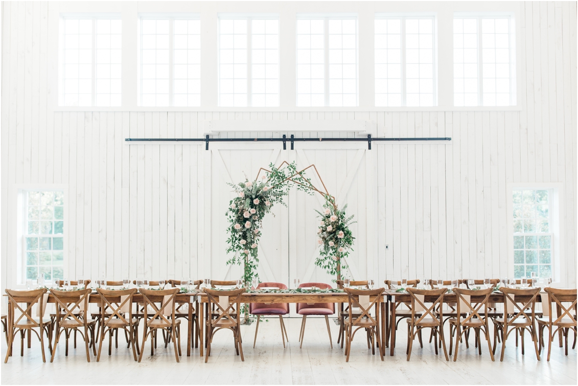 reception setup at the white sparrow barn