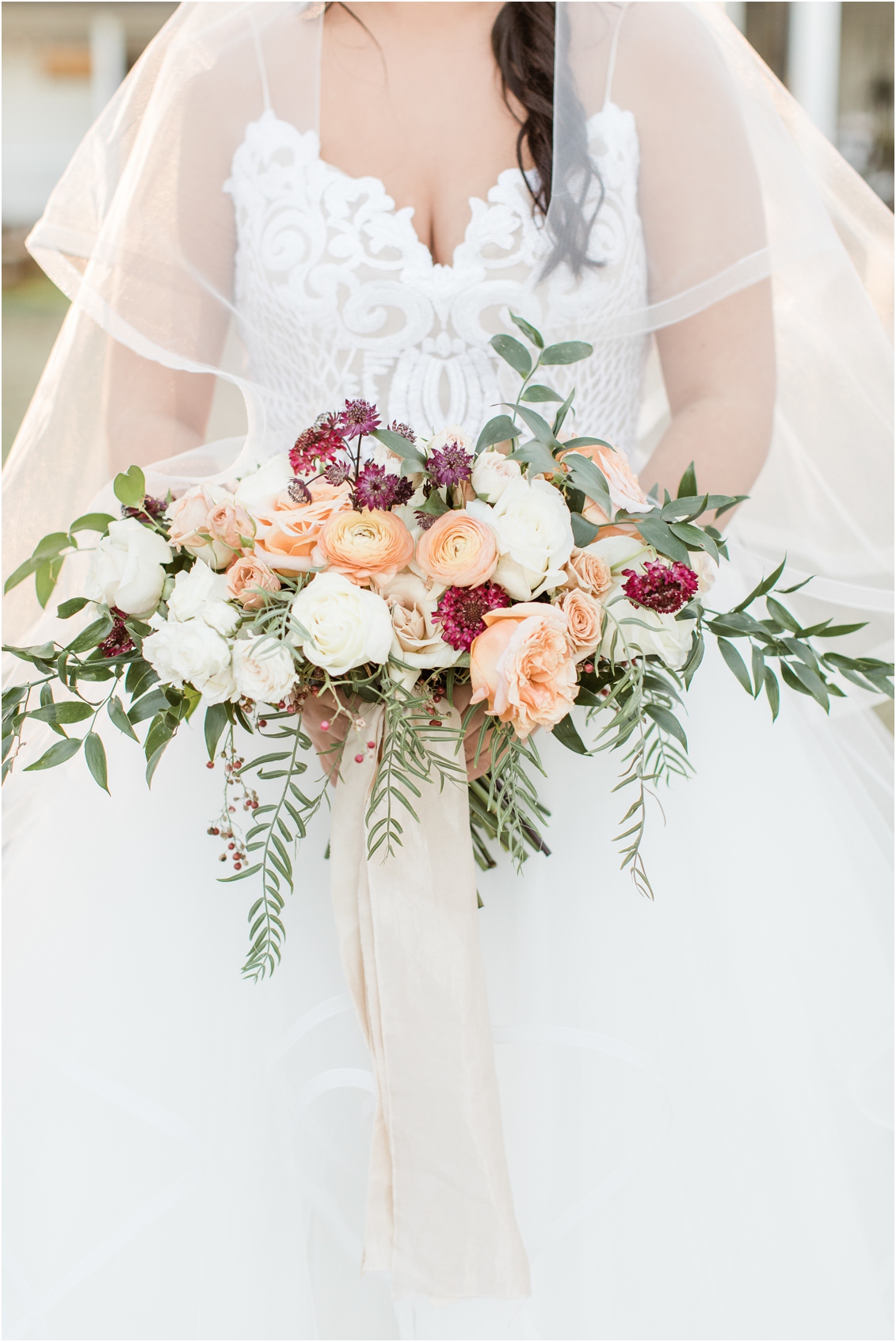 bridal portrait with bouquet and veil, bride wedding veil photos