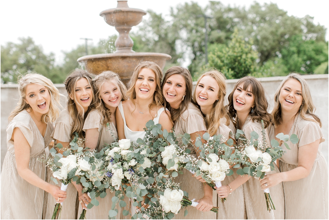 bridesmaids portraits, gold bridesmaids dresses, Barons Creek Vineyards Wedding by Gaby Caskey Photography