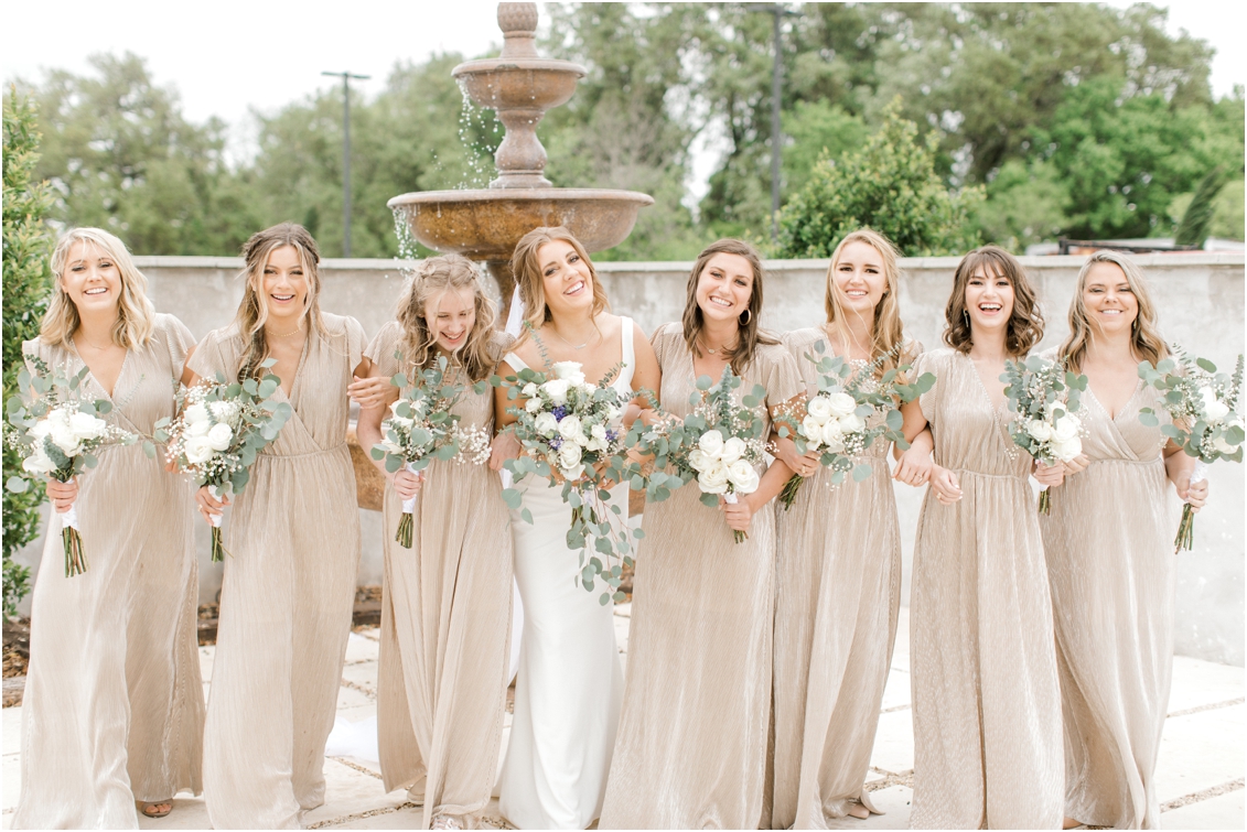 bridesmaids portraits, gold bridesmaids dresses, Barons Creek Vineyards Wedding by Gaby Caskey Photography
