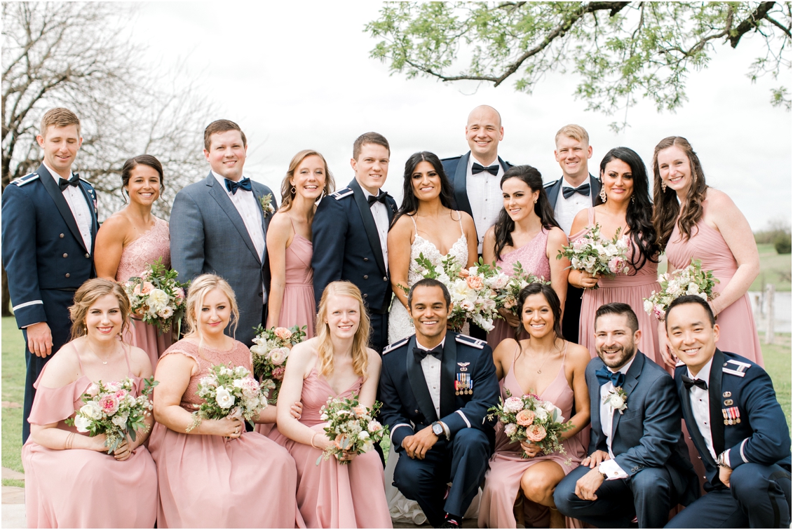 Wedding at Rustic Grace Estate by Gaby Caskey Photography, wedding party pictures, blush and navy wedding party