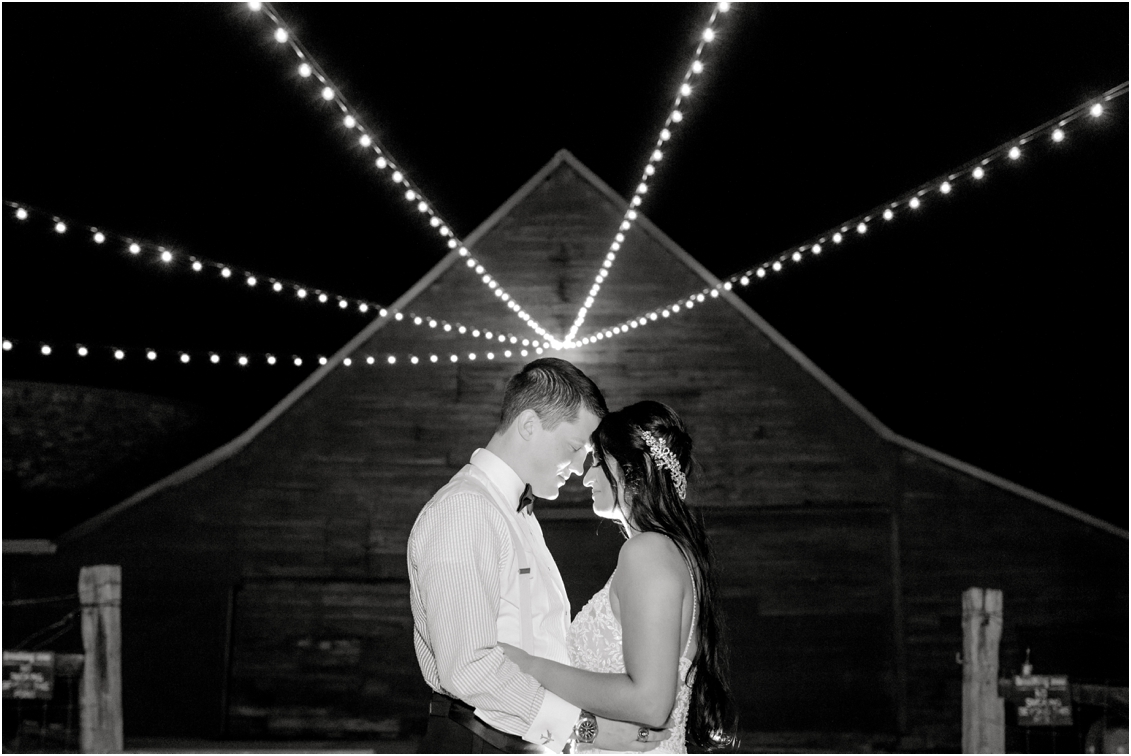 Wedding at Rustic Grace Estate by Gaby Caskey Photography, bride and groom night portrait