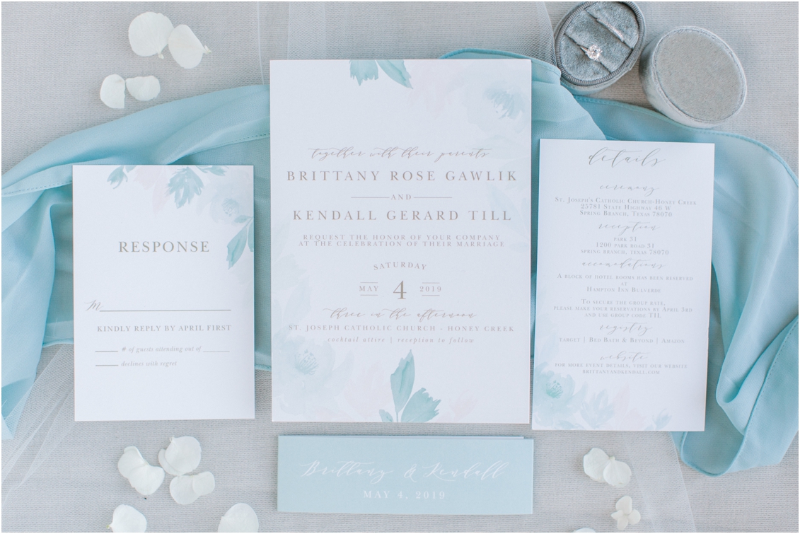 bridal details, invitation suite photos, Park 31 Wedding in Spring Branch, Texas by Gaby Caskey Photography