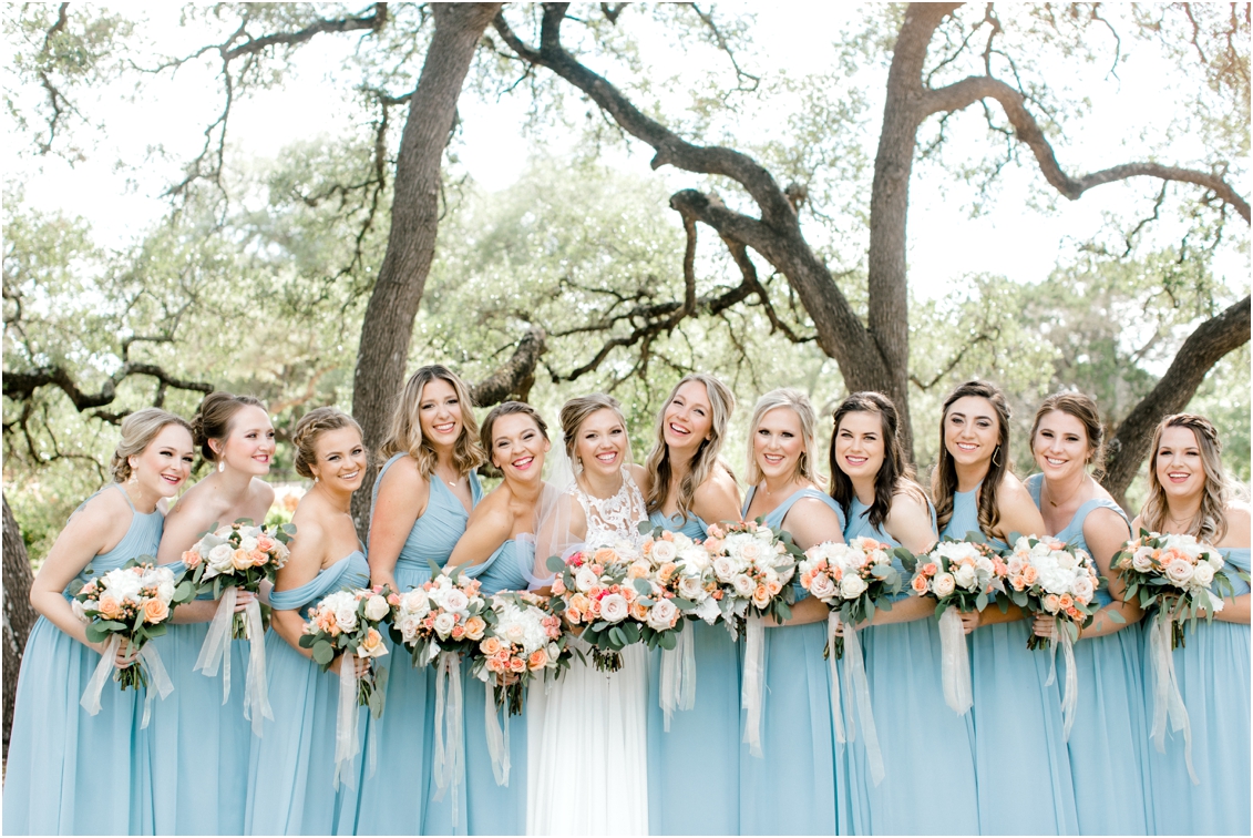 bridesmaids photos, slate blue bridesmaids dresses, Park 31 Wedding in Spring Branch, Texas by Gaby Caskey Photography