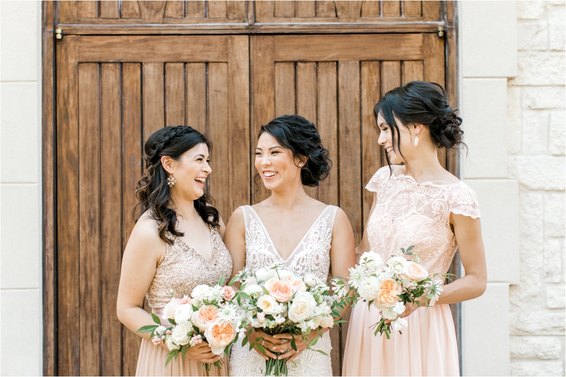 Ashton Gardens Wedding Day by Gaby Caskey Photography, blush and gold bridesmaids dresses, bridesmaids portraits
