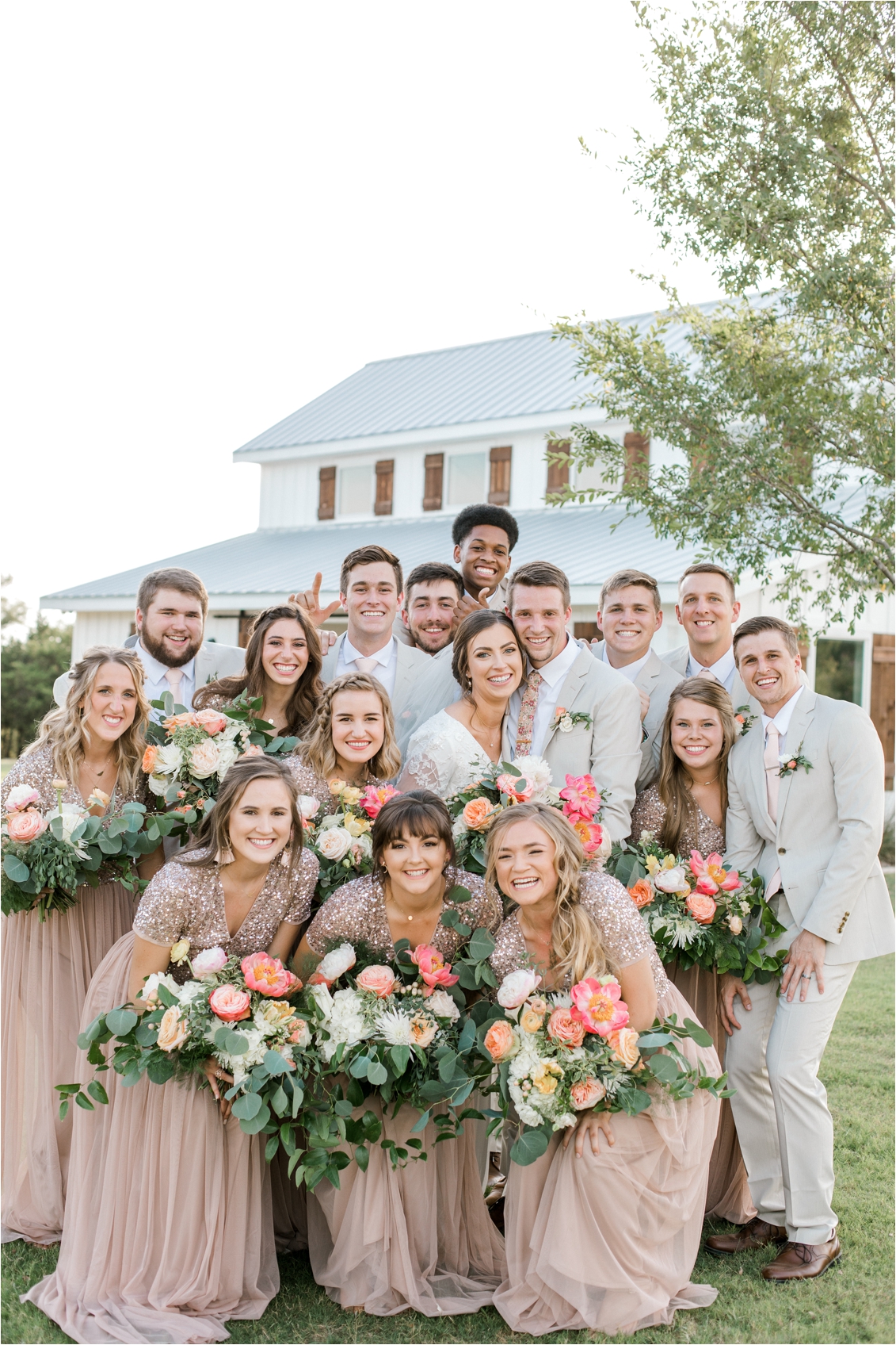 Five Oaks Farm Wedding in Cleburne, Texas by Gaby Caskey Photography, Texas Wedding Inspiration, white barn wedding inspiration, wedding party portraits
