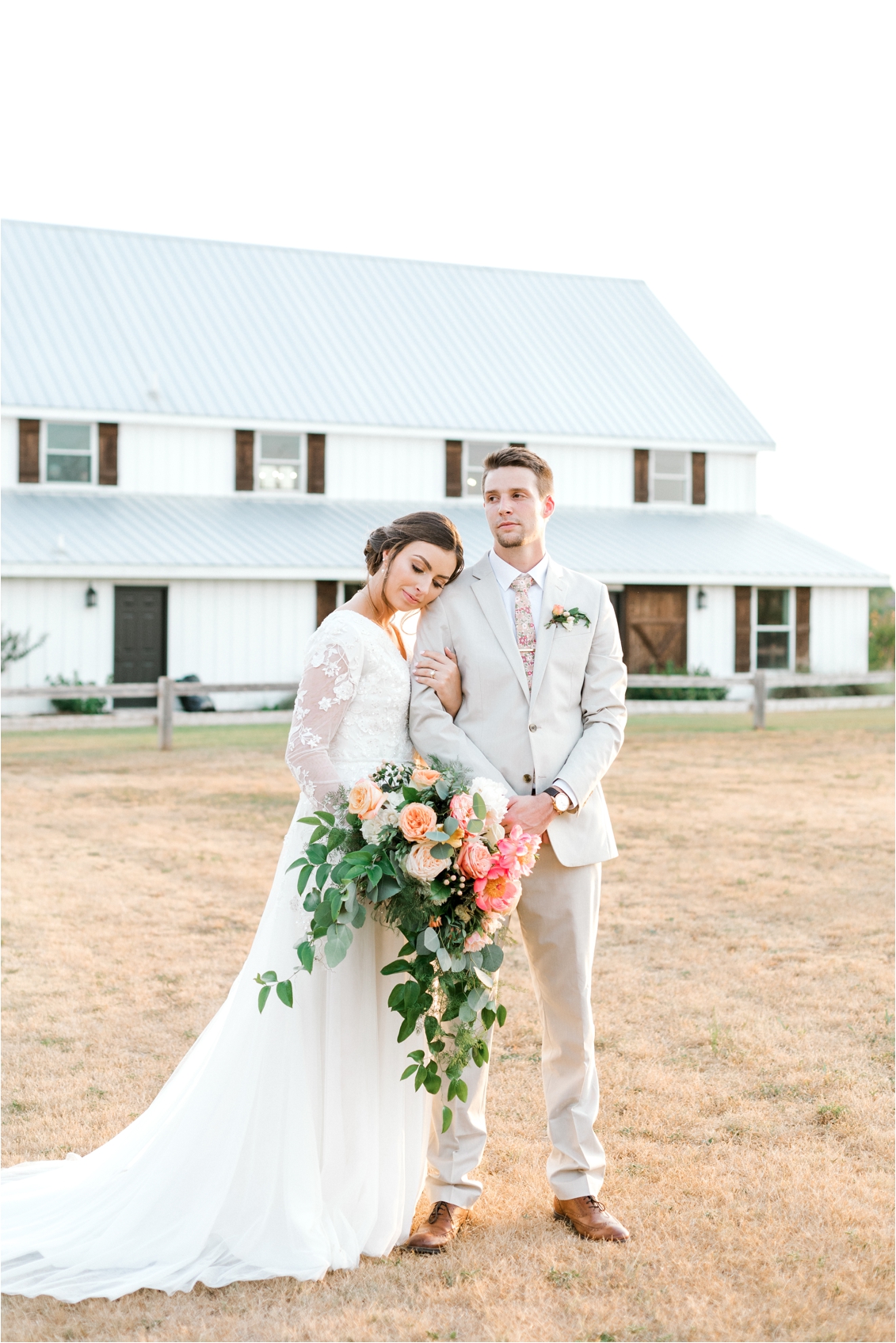Five Oaks Farm Wedding in Cleburne, Texas by Gaby Caskey Photography, bride and groom portraits, white barn wedding, barn wedding day inspiration
