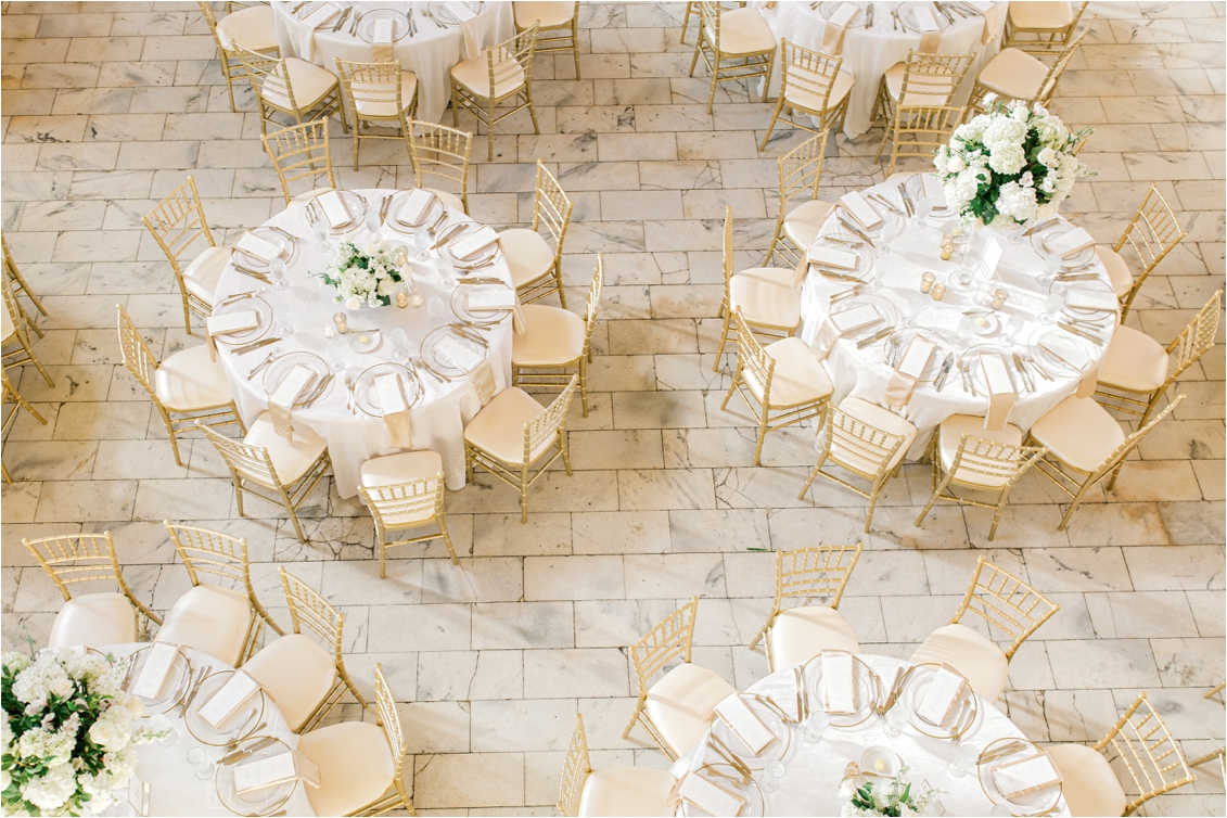 The Ashton Depot wedding venue, wedding reception details, white floral reception centerpieces