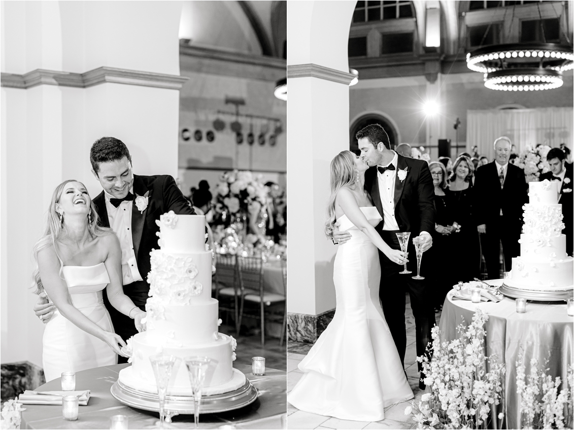 The Ashton Depot wedding venue, bride and groom cutting wedding cake